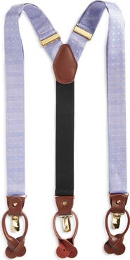 CLIFTON WILSON Periwinkle Polka Dot Silk Suspenders