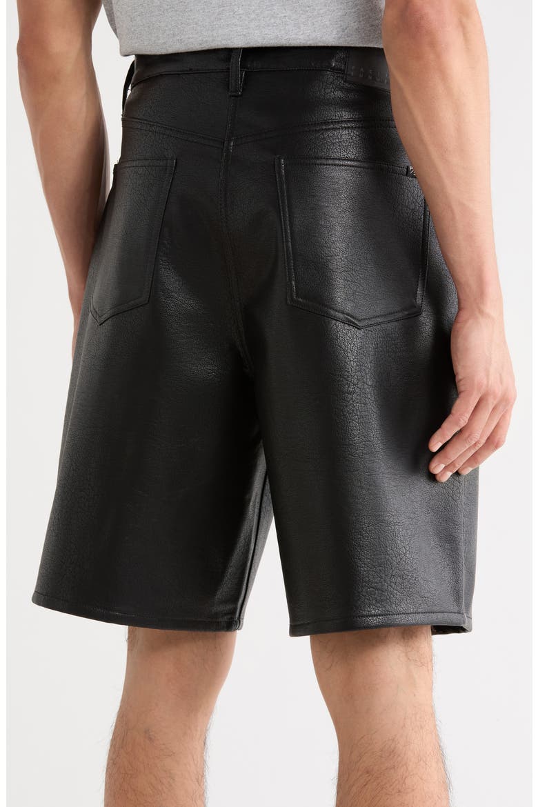 Faux Leather Baggy Shorts, Alternate, color, BLACK