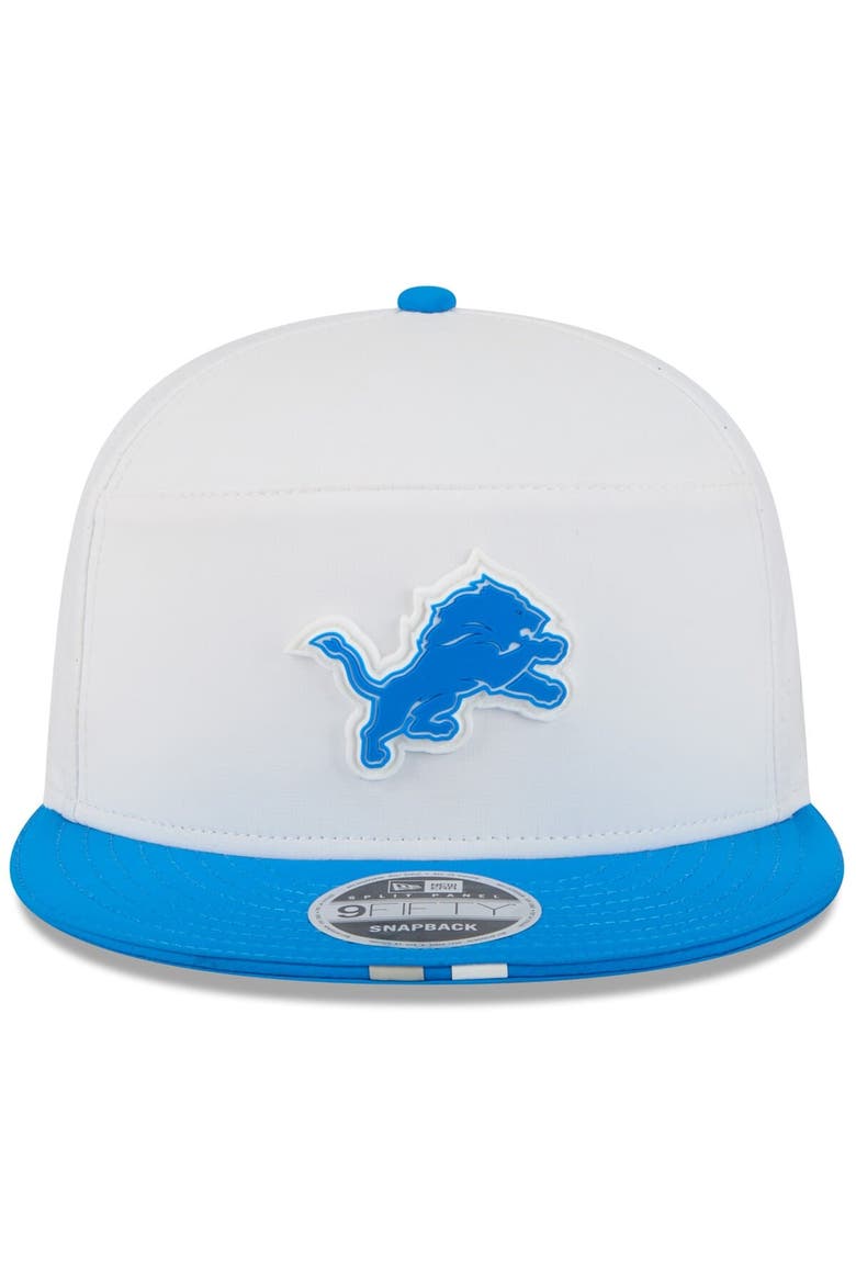 Men's New Era  White/Blue Detroit Lions 2025 NFL Training Camp Split Panel 9FIFTY Snapback Hat, Alternate, color, White
