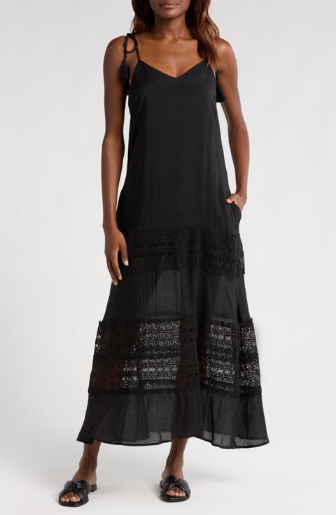 Lace Tie Strap Cover-Up Maxi Dress