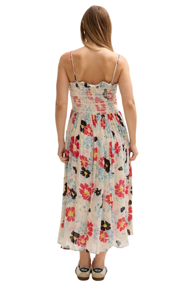 Jessica Detachable Strap Poppy Print Midi Dress, Alternate, color, Cream