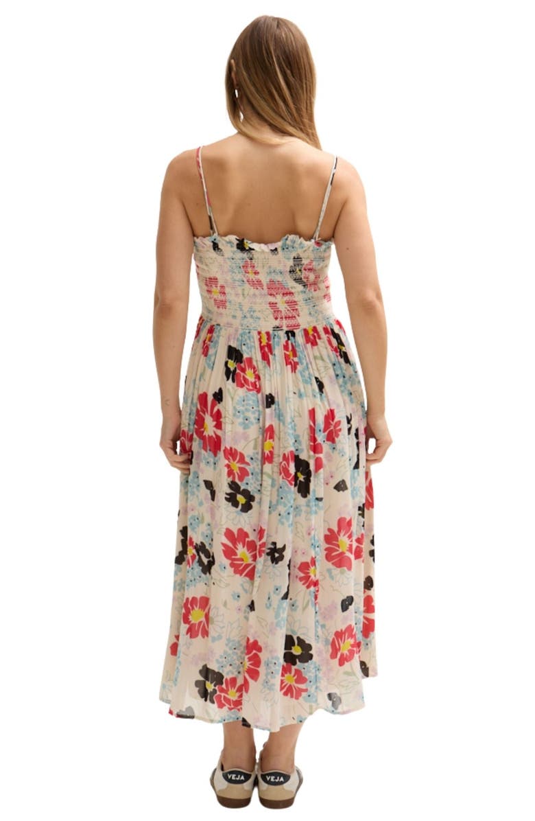 LILY AND LIONEL Jessica Detachable Strap Poppy Print Midi Dress, Alternate, color, Cream