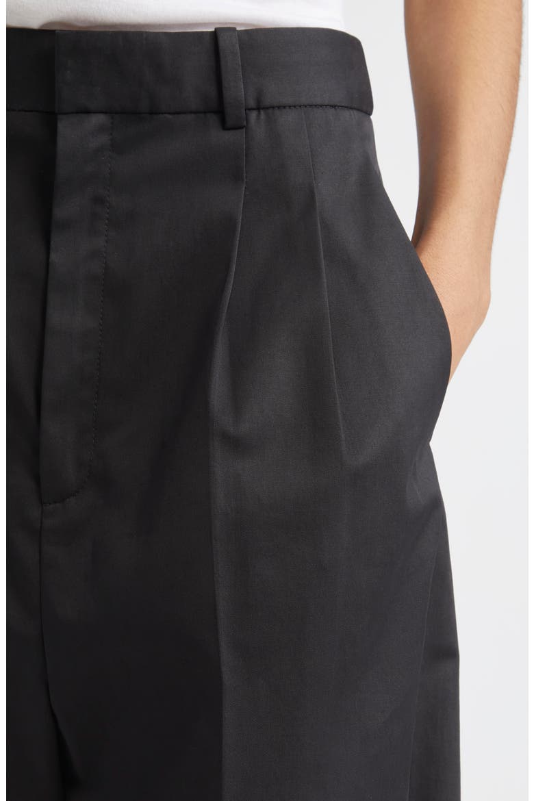 Rosen Pleated Cotton Stretch Twill Pants, Alternate, color, BLACK