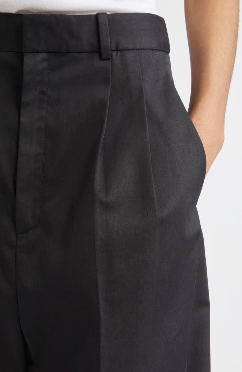 PARTOW Rosen Pleated Cotton Stretch Twill Pants, Alternate, color, Black