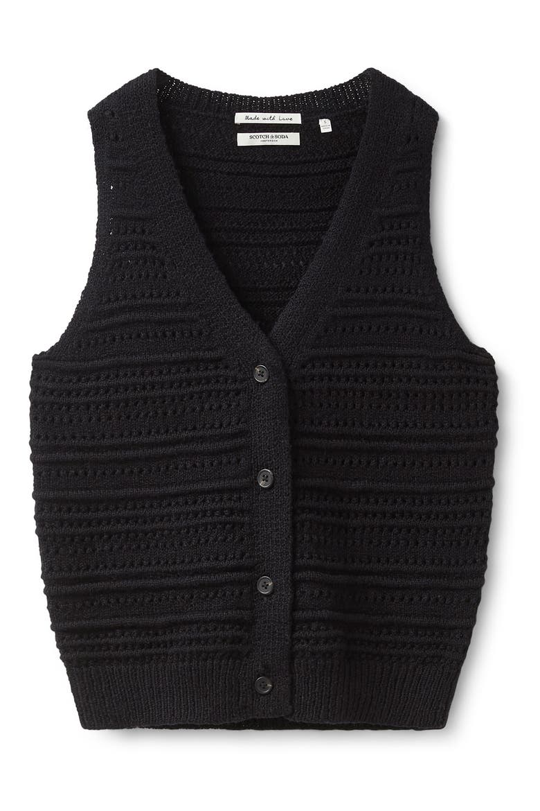 Open Knit Vest, Main, color, BLACK