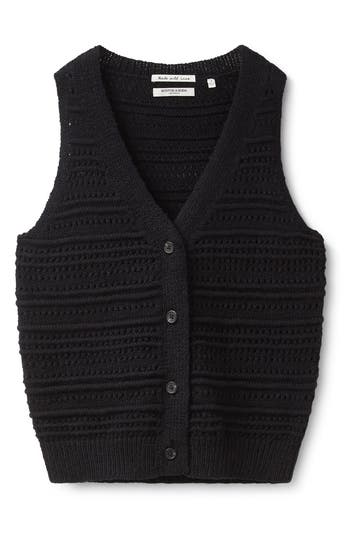 Scotch & Soda Open Knit Vest In Black