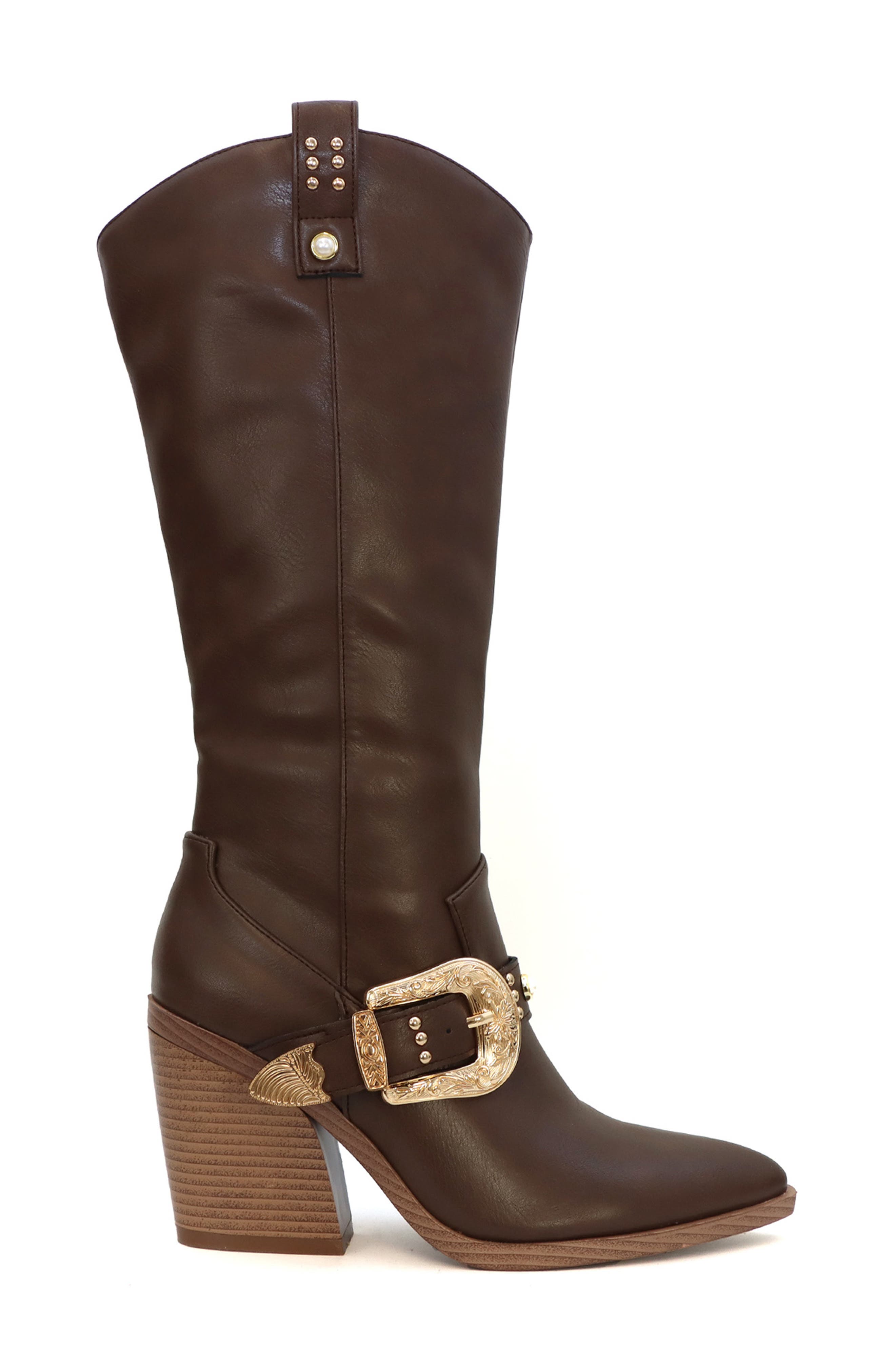 Muriel Buckle Western Boot, Alternate, color, BROWN