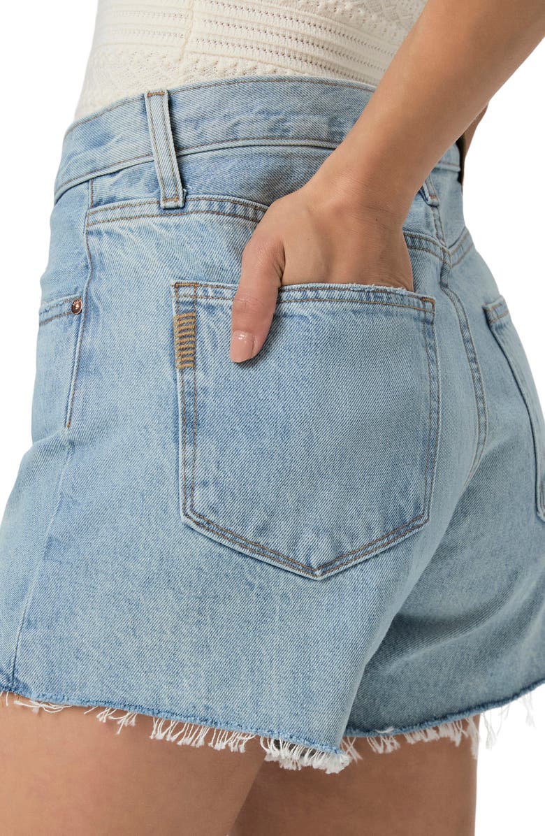 PAIGE Archie Raw Hem High Waist Denim Shorts, Alternate, color, Tayce Distressed