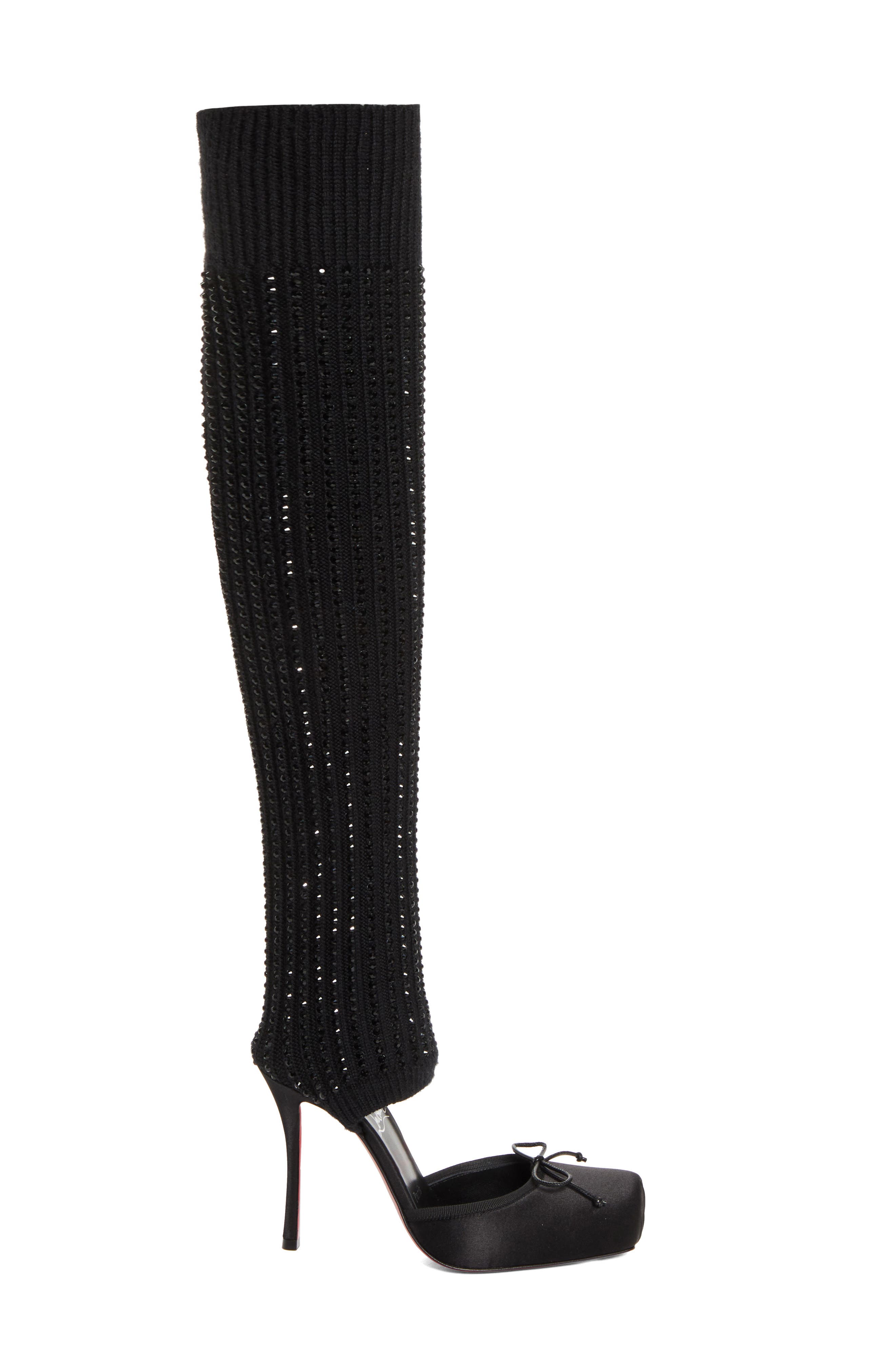 Christian Louboutin Cassia Annmac Leg Warmer Hybrid Pump, Alternate, color, Black/ Black