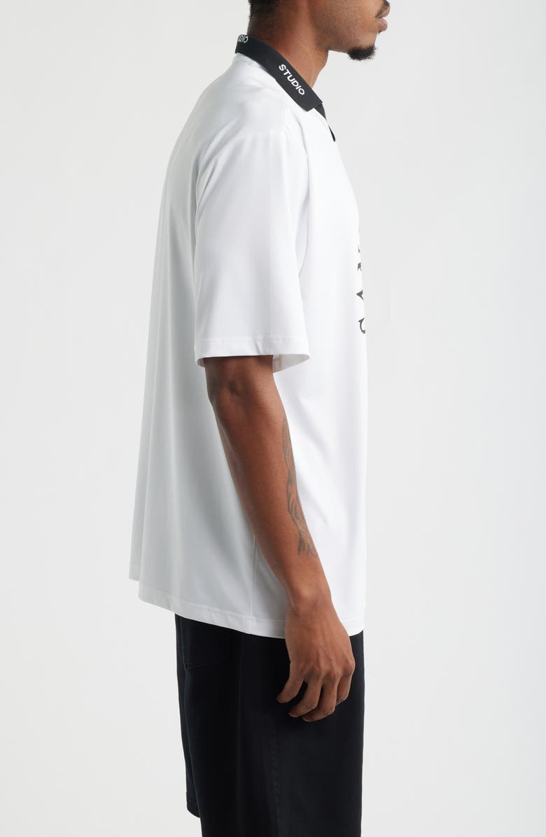 SANTO STUDIO Curved Logo Club Jersey Polo, Alternate, color, White