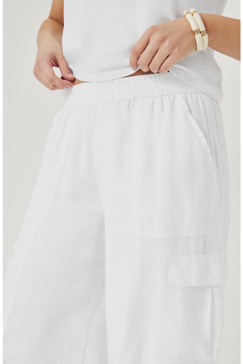 Stella Linen Cargo Pull-On Pants, Alternate, color, WHITE