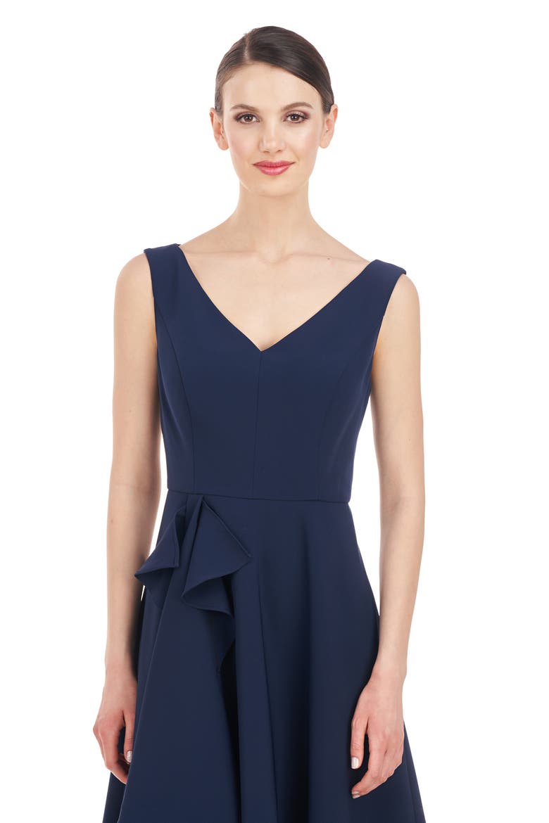 Begonia Crepe & Chiffon Midi A-Line Dress, Alternate, color, DARK MIDNIGHT