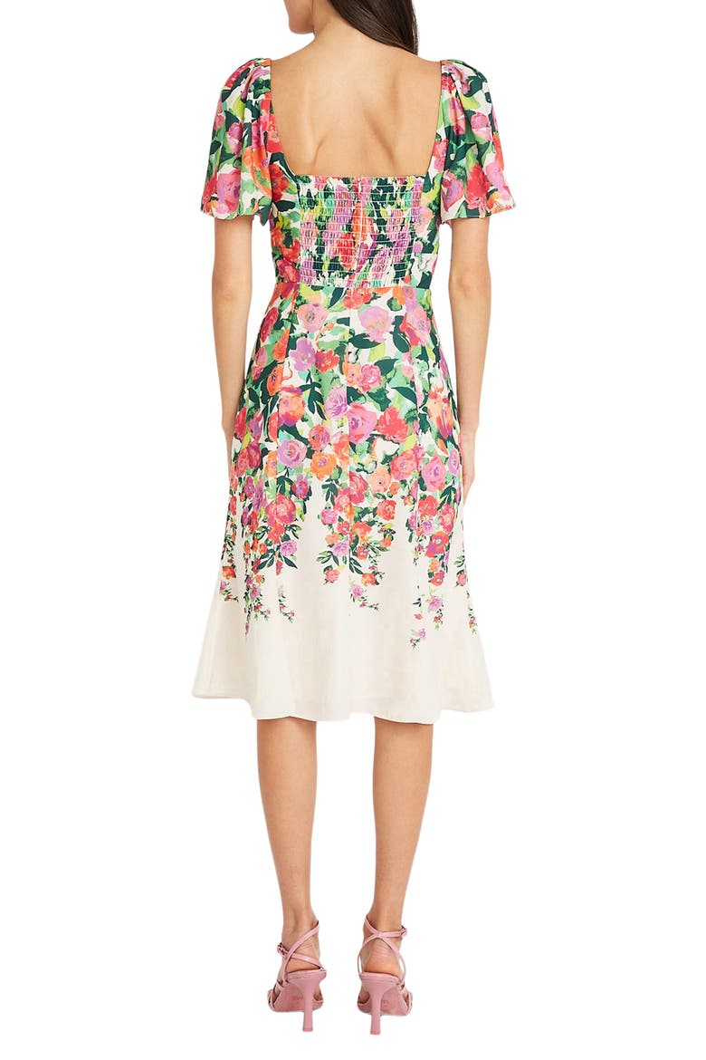Floral Sweetheart Neck Dress, Alternate, color, IVORY/ MANGO/ PINK