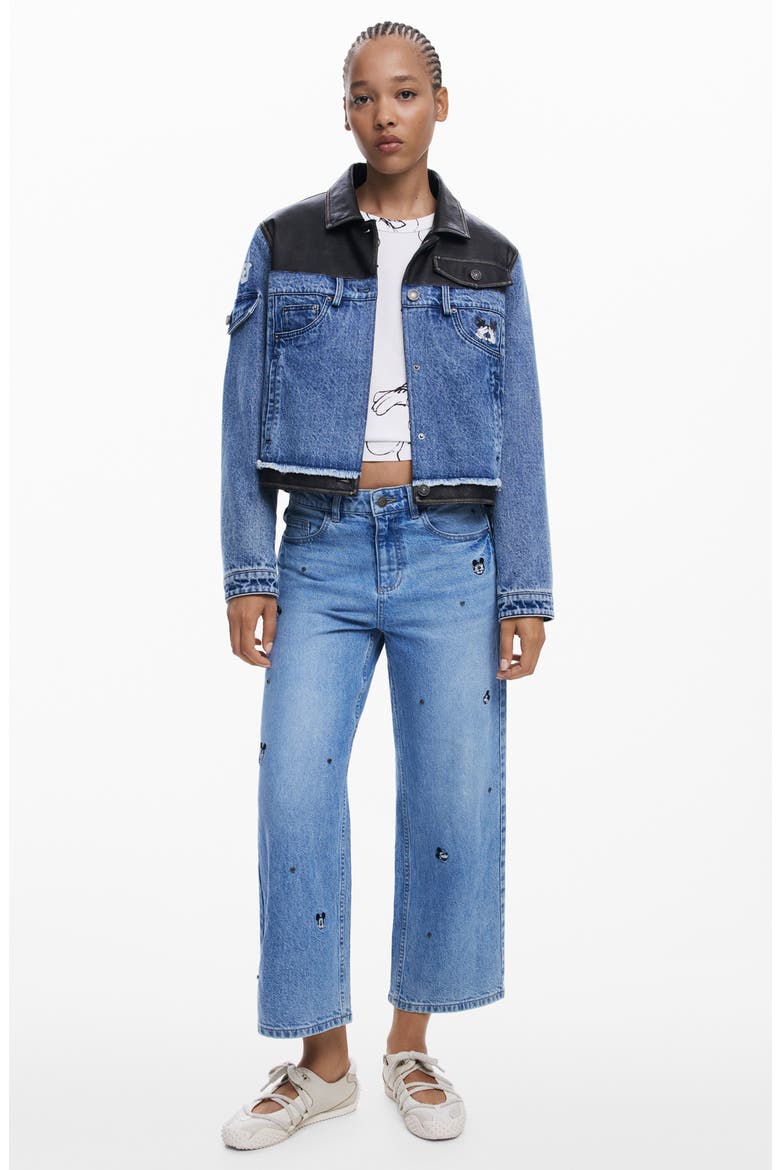 Mickey Mouse Ankle Wide Leg Jeans, Alternate, color, MEDIUM BLUE