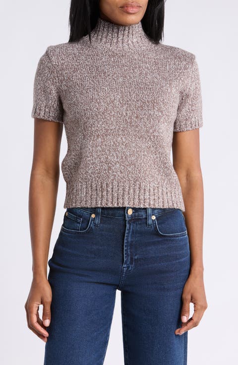 Mock Neck Short Sleeve Sweater