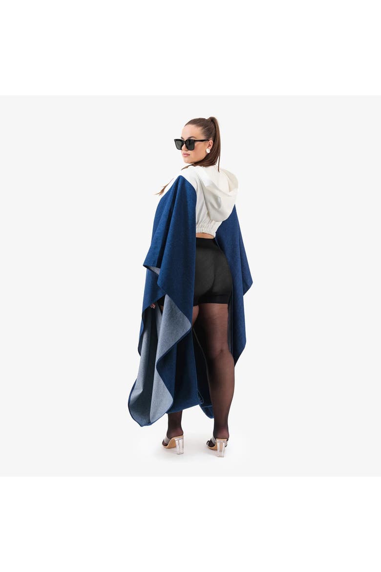 Denim Agbada Sleeves Cropped Hoodie, Alternate, color, White/blue