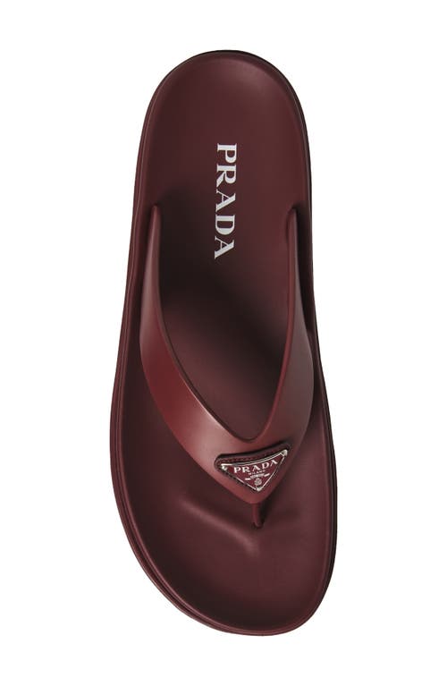 Prada Lug Sole Flip Flop In Burgundy