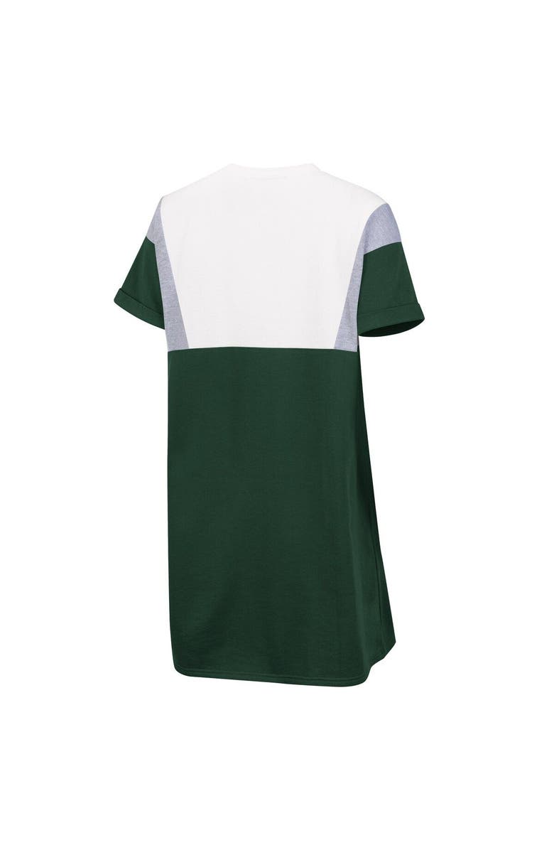 G-III 4HER BY CARL BANKS Women's G-III 4Her by Carl Banks Green/White Michigan State Spartans 3rd Down Short Sleeve T-Shirt Dress, Alternate, color, 
