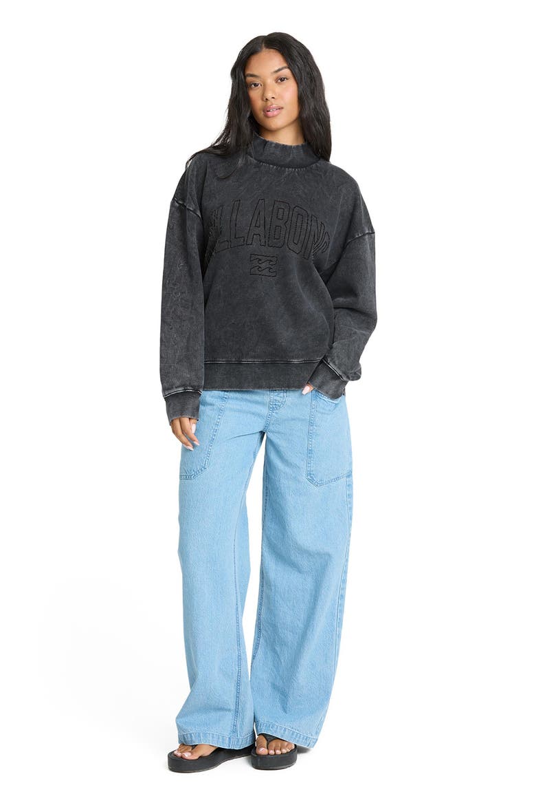 Sun Washed Mock Neck Graphic Sweatshirt, Alternate, color, BLACK SANDS