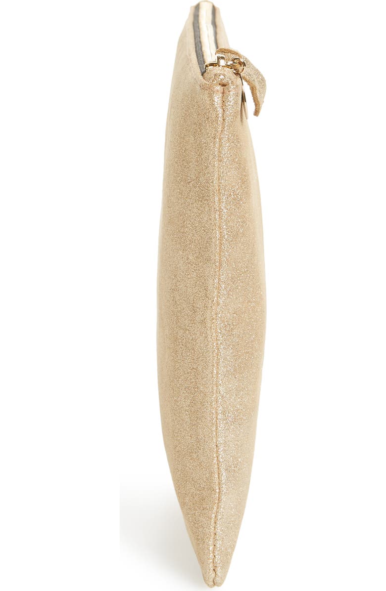Clare V. Maison Metallic Suede Flat Clutch, Alternate, color,