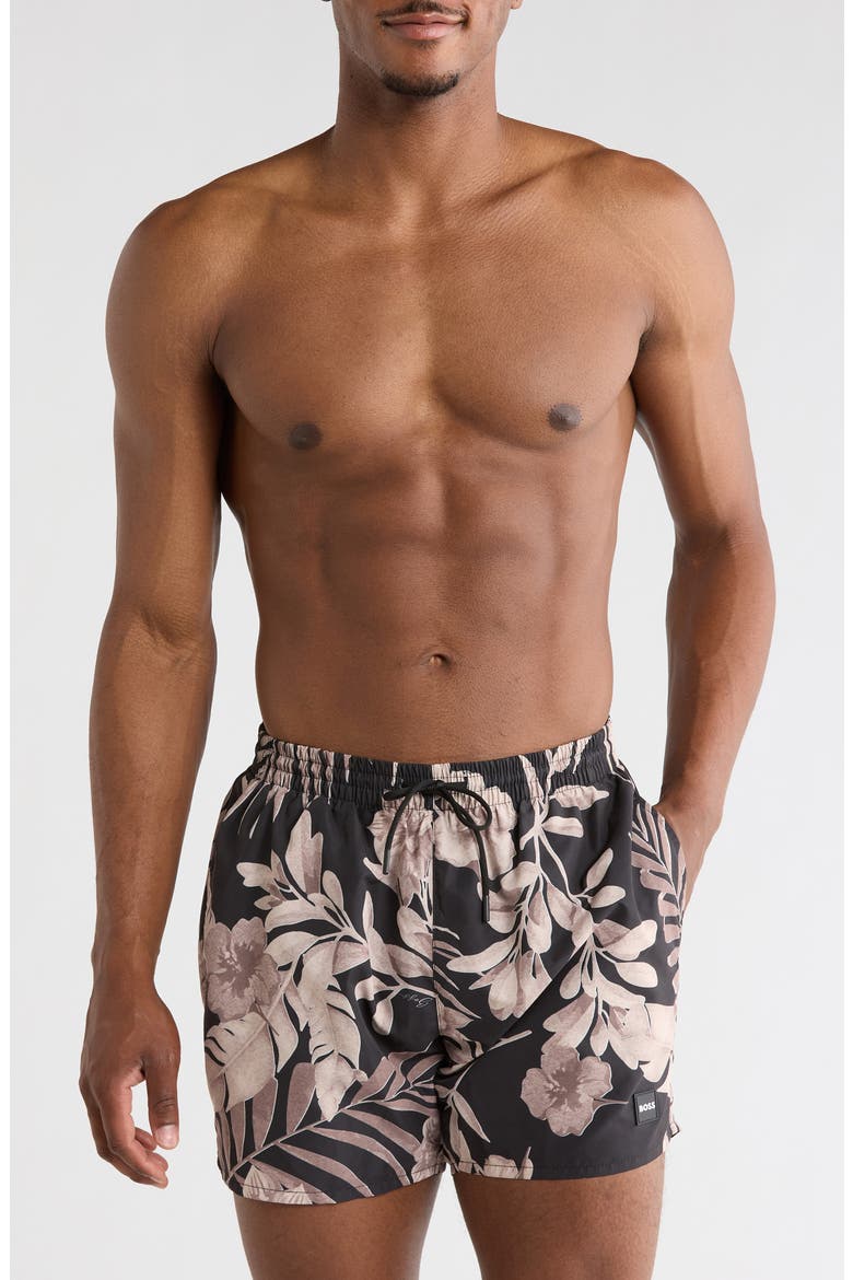 Piranha Drawstring Swim Trunks, Main, color, LIGHT BEIGE