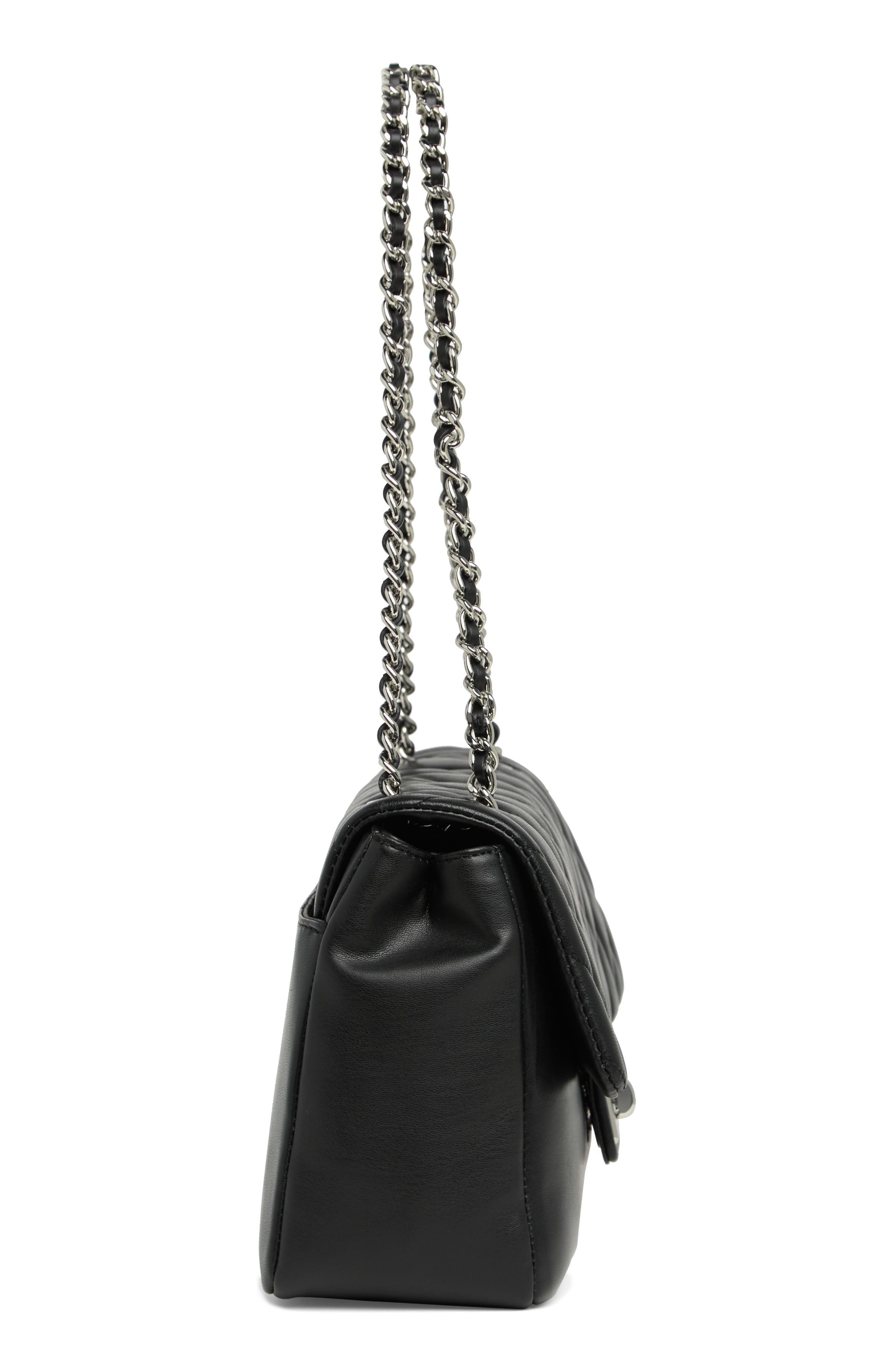 Agyness Large Leather Shoulder Bag, Alternate, color, BLACK/SILV