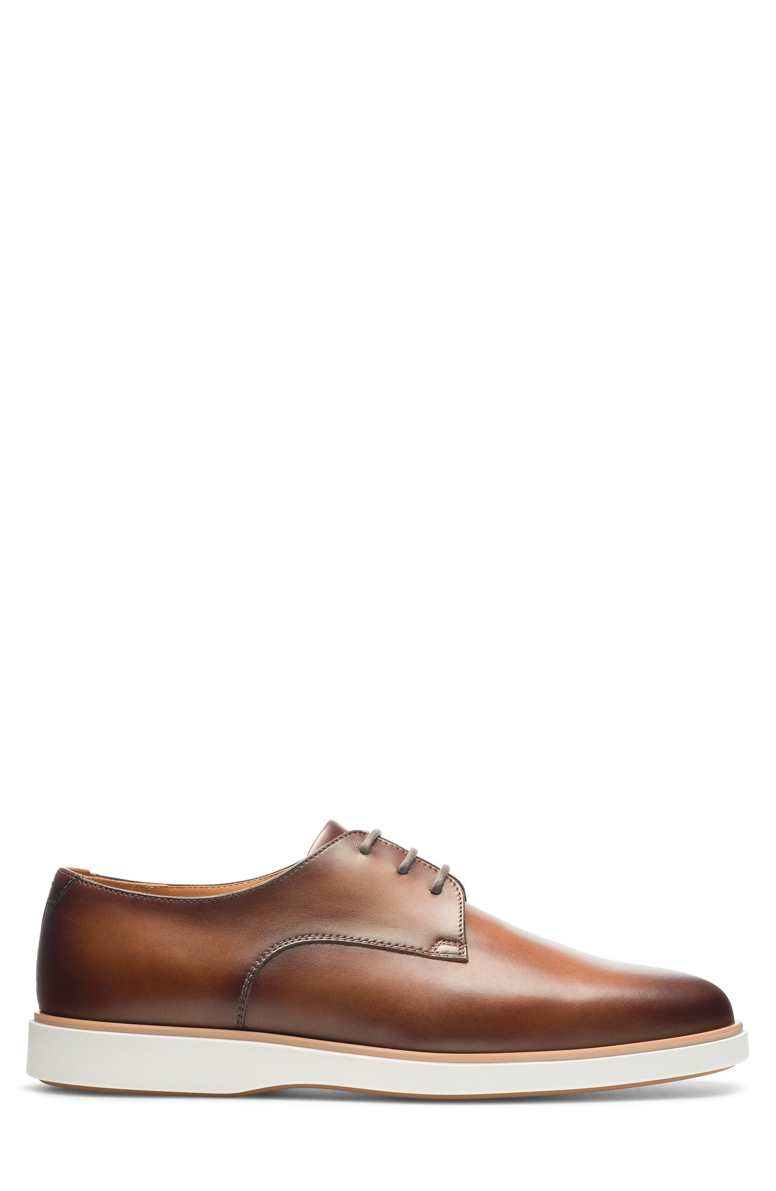 Magnanni Leone Plain Toe Derby, Alternate, color, Tabaco