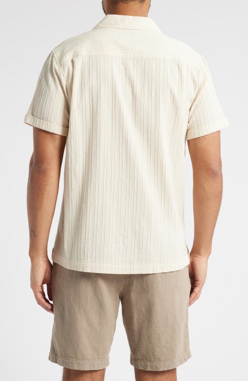 Rails Ohana Short Sleeve Stretch Cotton Plissé Button-up Shirt In Cream