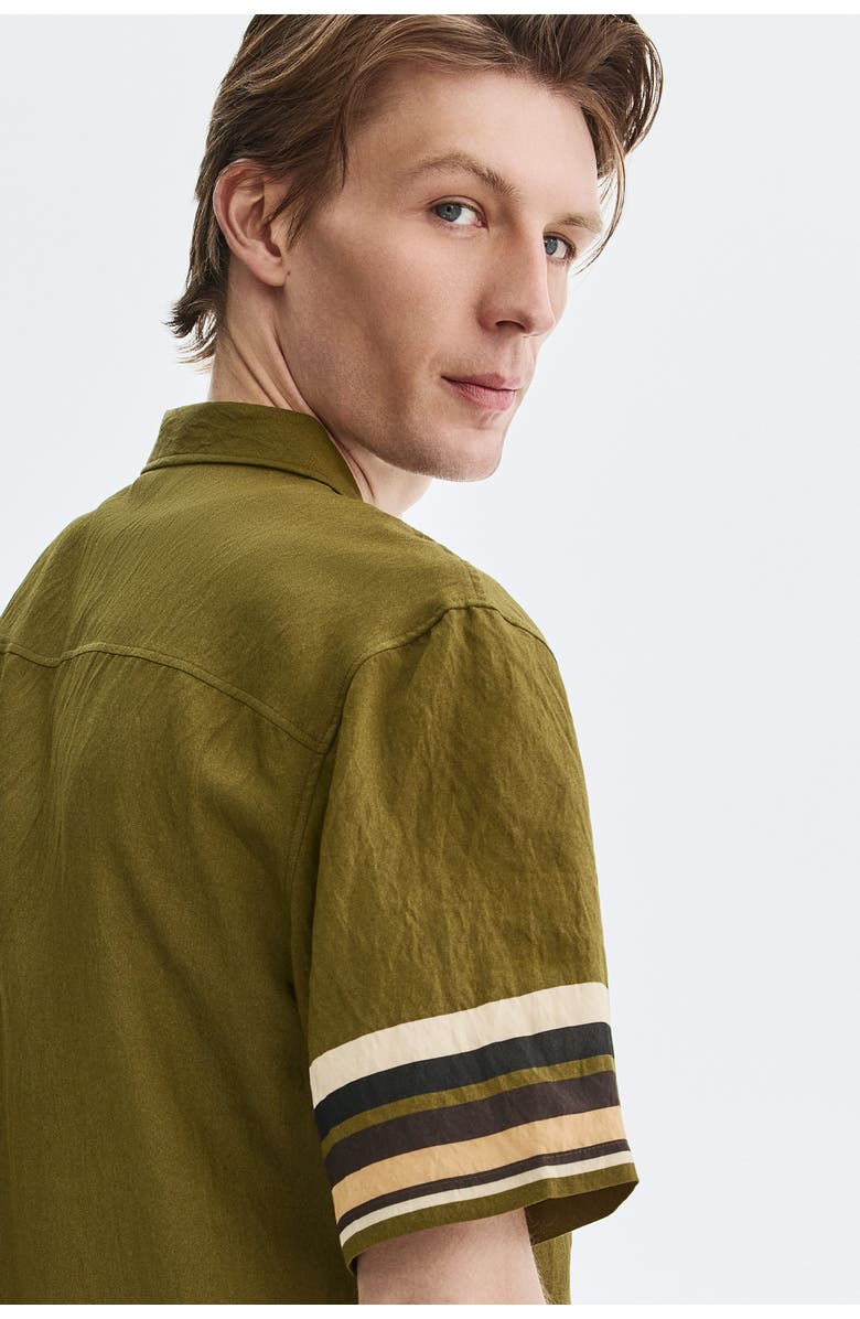 H&M Relaxed Fit Resort Shirt, Alternate, color, Dark Khaki Green