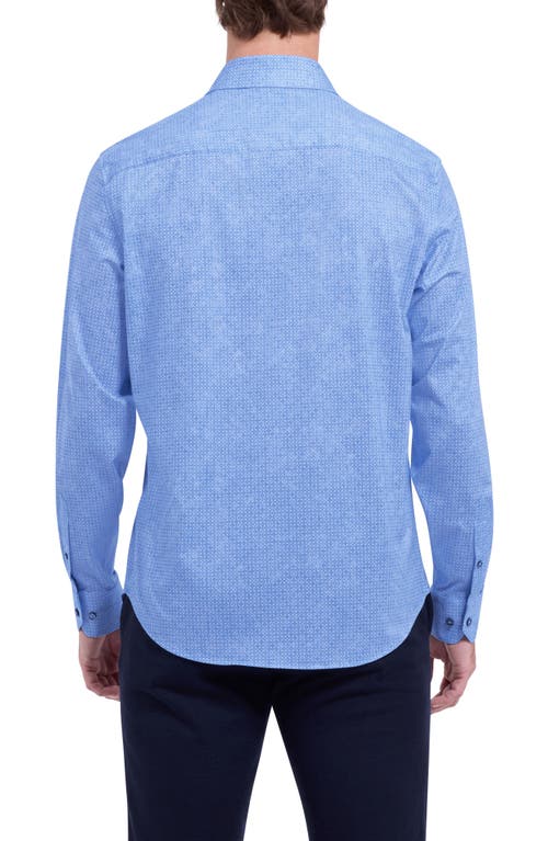 Bugatchi James Ooohcotton® Geo Print Button-up Shirt In Blue