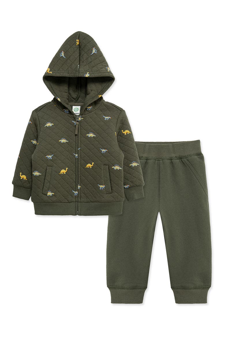 Kids' Dino 2-Piece Hoodie Set, Alternate, color, GREEN