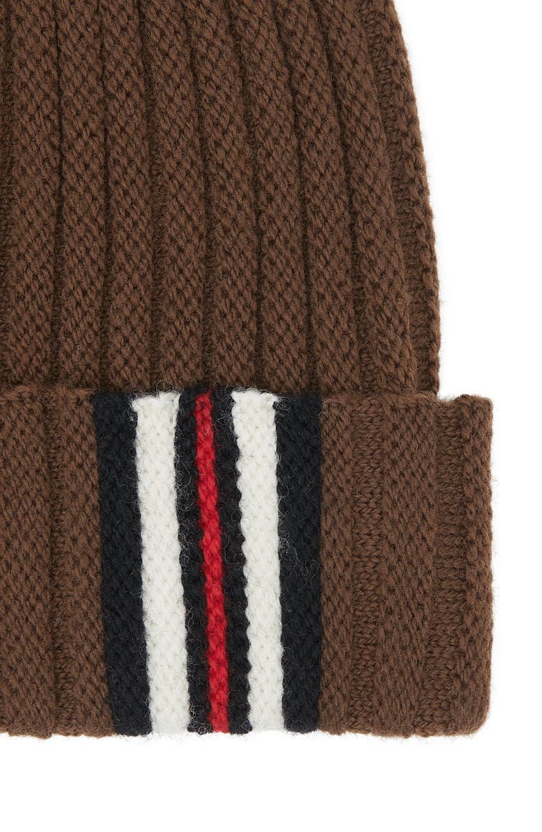 Burberry Stripe Cuff Ribbed Wool Beanie, Alternate, color, 