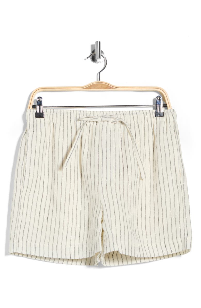 rag & bone Lori Stripe Linen Shorts, Alternate, color, Ivory