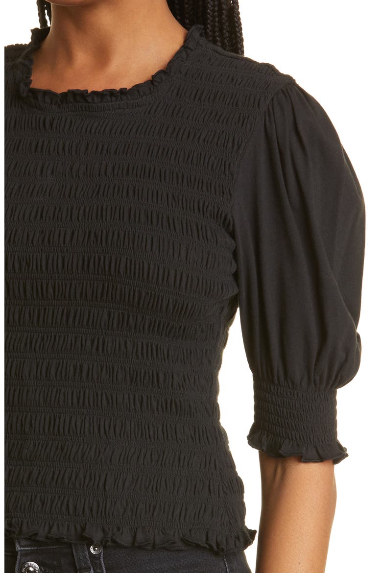 Langston Smocked Puff Sleeve Top, Alternate, color, BLACK