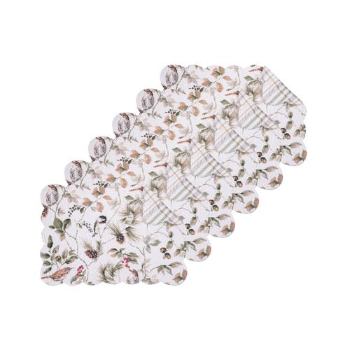 C & F Home C&f Home Mira Songbird Placemats Set Of 6, 13" X 19" In White