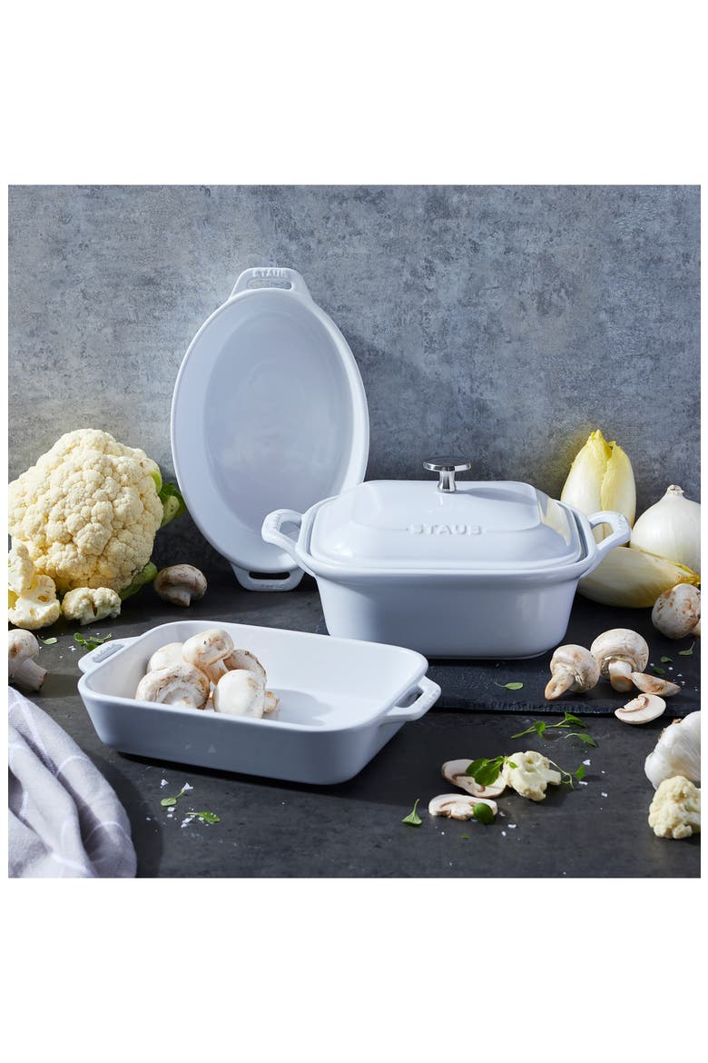 4-Piece Ceramic Baking Dish Set, Alternate, color, WHITE