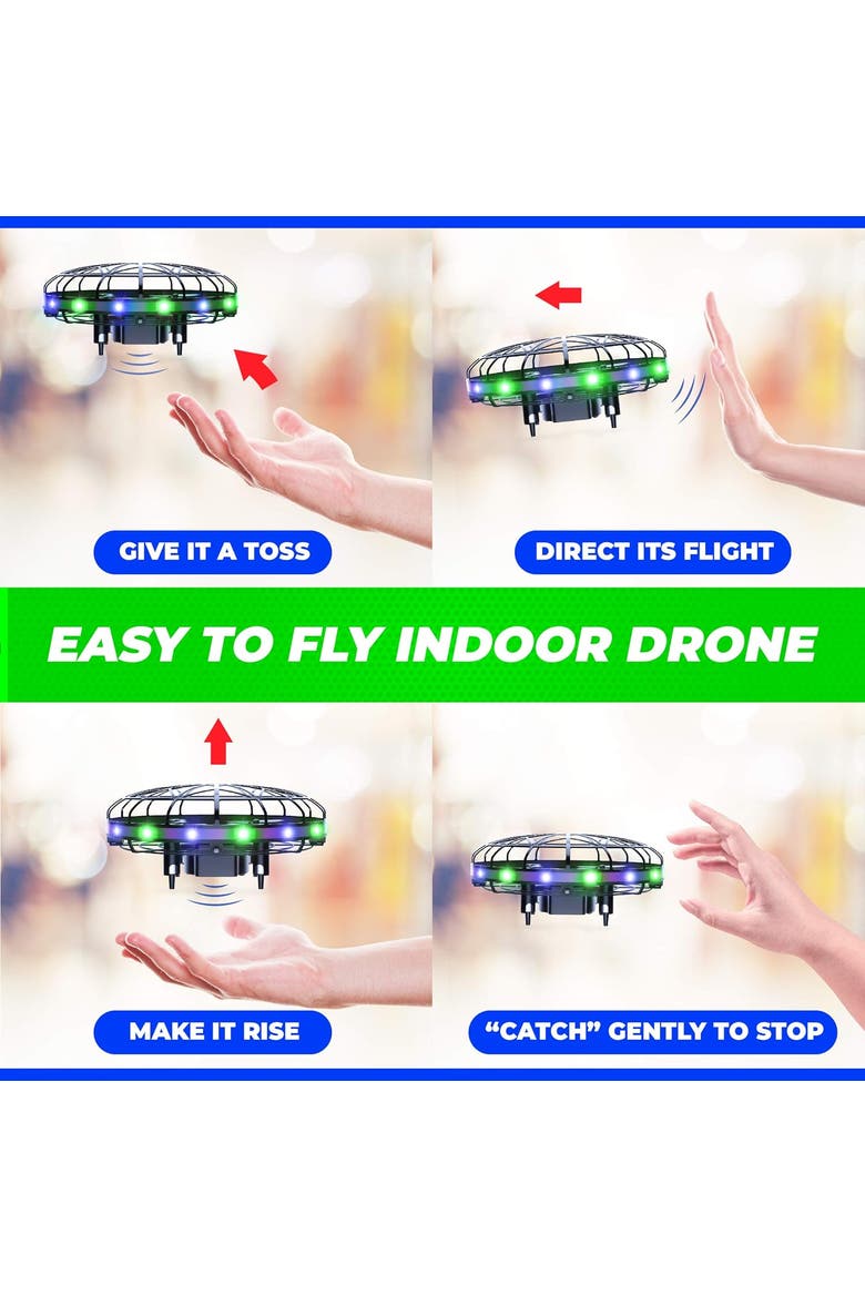 Scoot LED Hand Operated Drone - Green/Blue, Alternate, color, Black