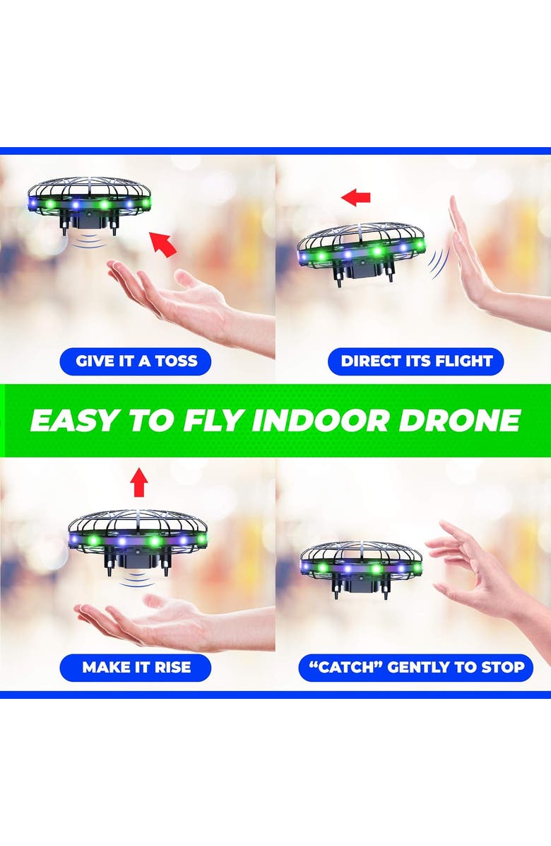 Force1 Scoot LED Hand Operated Drone - Green/Blue, Alternate, color, Black