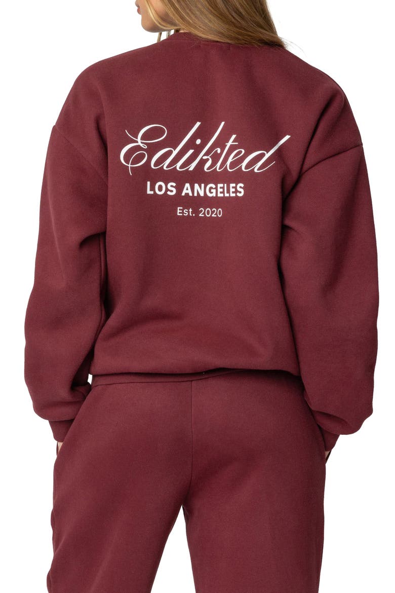 Get Edikted Relaxed Sweatshirt, Alternate, color, BURGUNDY