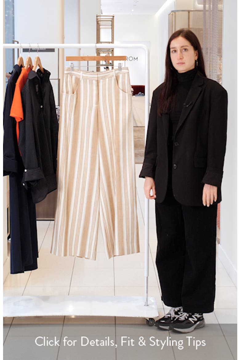 Demie Variegated Stripe Linen & Cotton Wide Leg Pants video