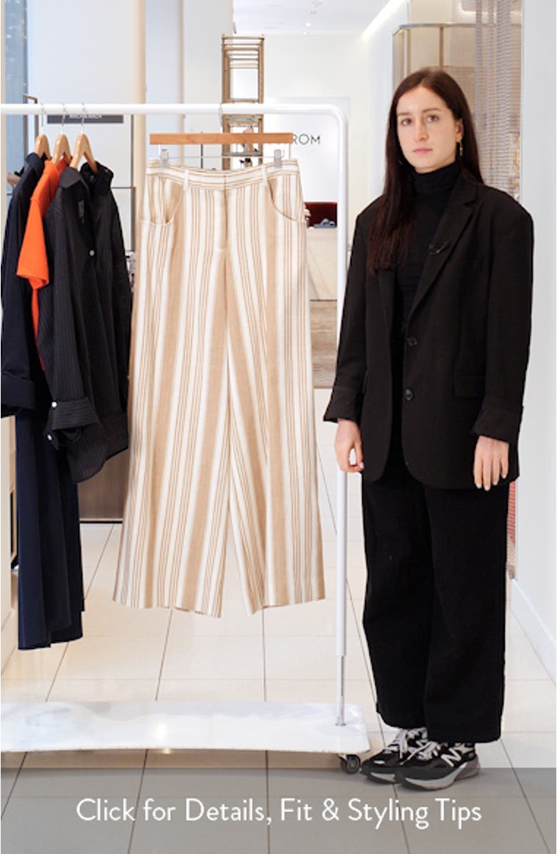 Demie Variegated Stripe Linen & Cotton Wide Leg Pants, sales video thumbnail