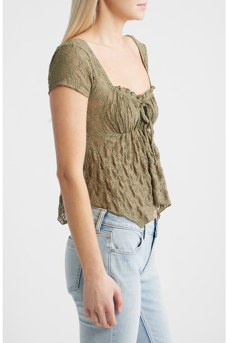 Piper Asymmetric Hem Stretch Lace Top, Alternate, color, KHAKI