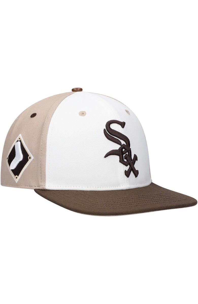 PRO STANDARD Men's Pro Standard White/Brown Chicago White Sox Chocolate Ice Cream Drip Snapback Hat, Main, color, 