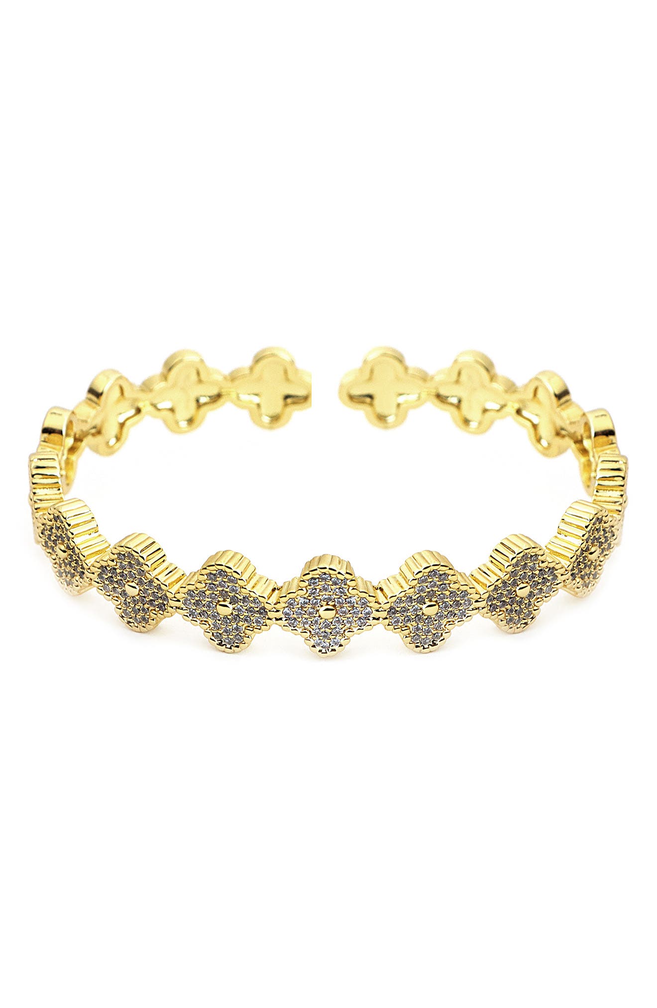 Panacea Pavé Crystal Clover Cuff Bracelet