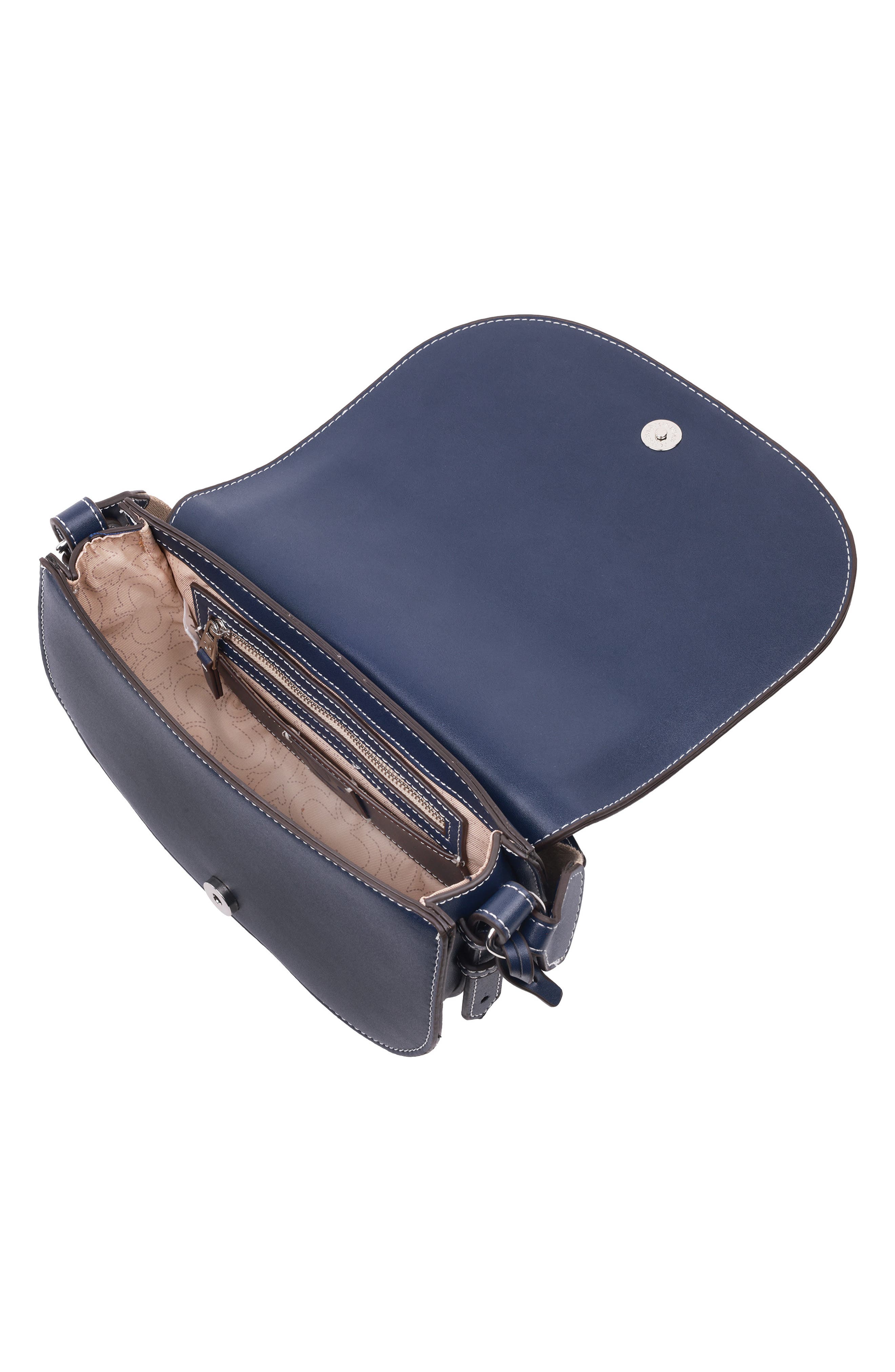 True Religion Logo Saddle Crossbody Bag, Alternate, color, Dark Denim