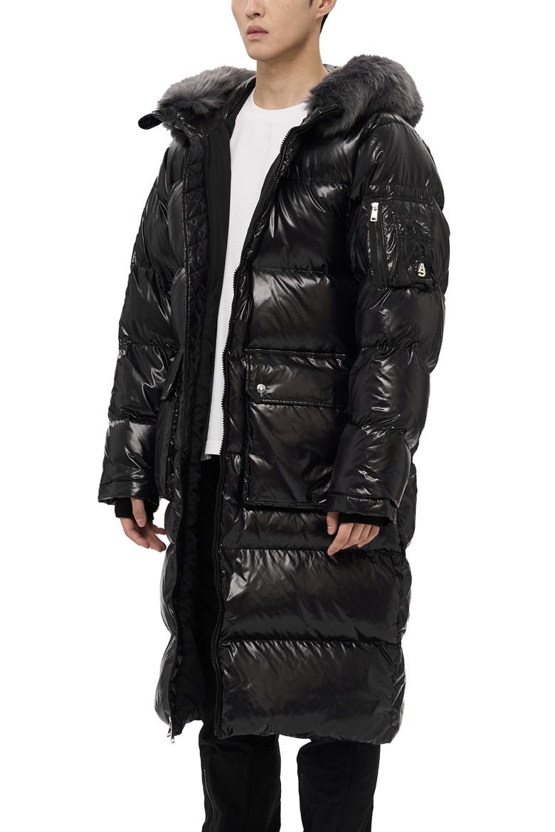 Audet Mens Long Hooded Down Parka, Alternate, color, Black