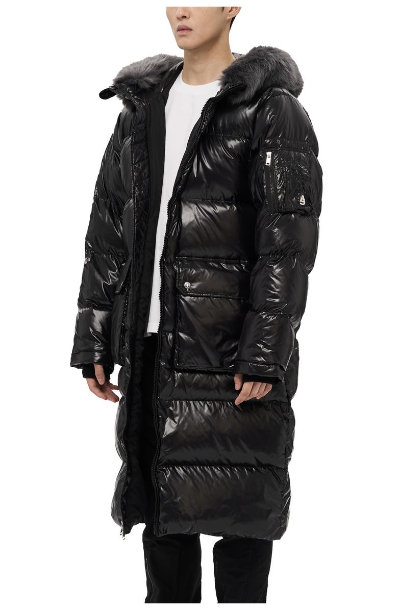 AlphaStyle Audet Mens Long Hooded Down Parka, Alternate, color, Black