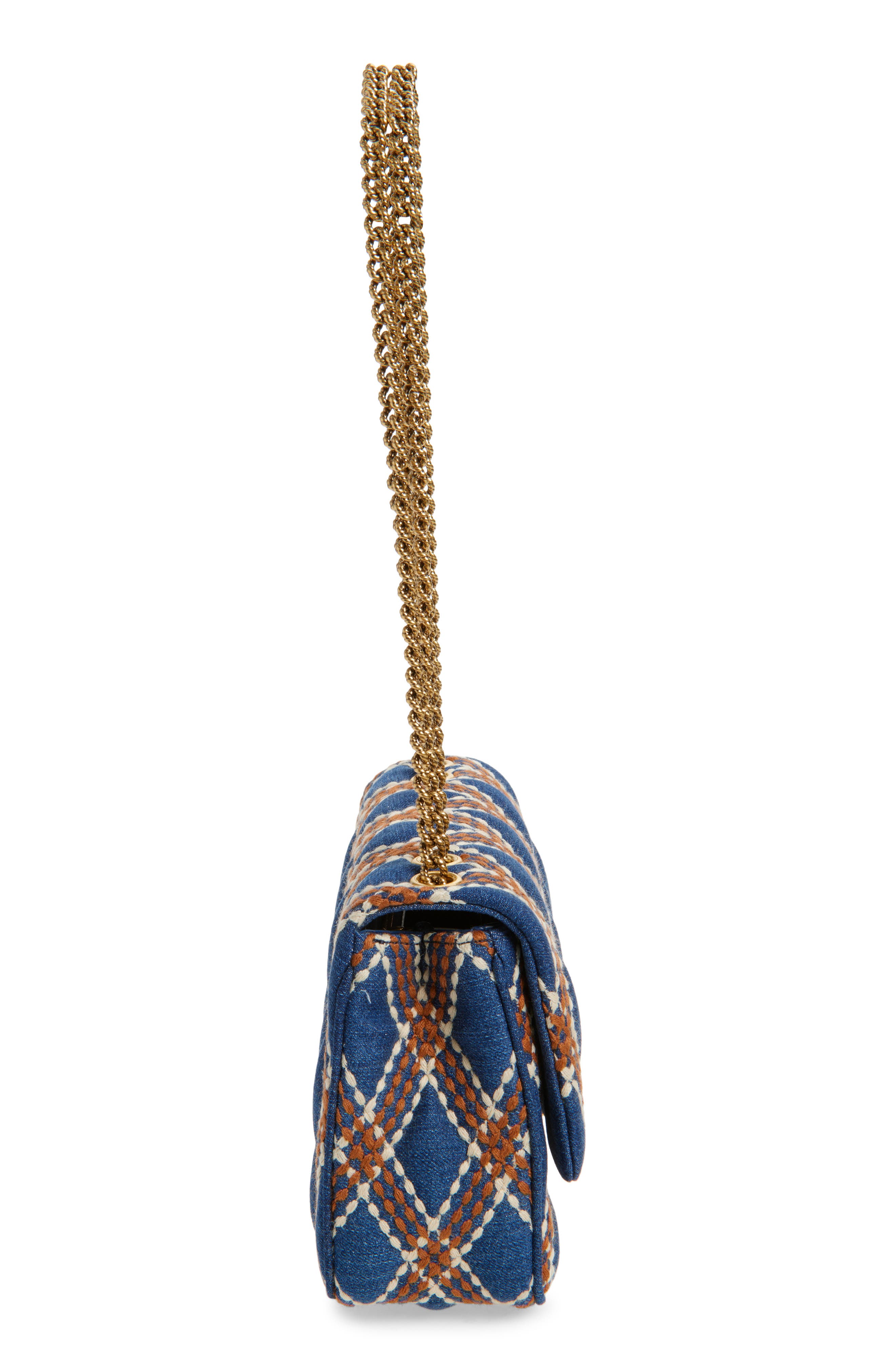 Valentino Garavani Medium Quiltie 67 Quilted Denim Shoulder Bag, Alternate, color, 