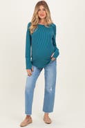 PinkBlush Distressed Raw Hem Cropped Straight Leg Maternity Jeans