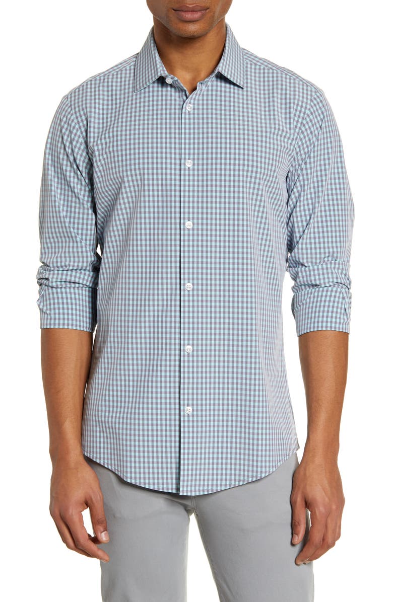 Mizzen+Main Leeward Trim Fit Gingham Button-Up Shirt, Main, color, 